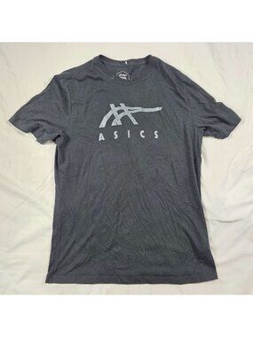 Asics Mens Logo Graphic Tee Medium Black Casual Short Sleeve T-Shirt Lightweight